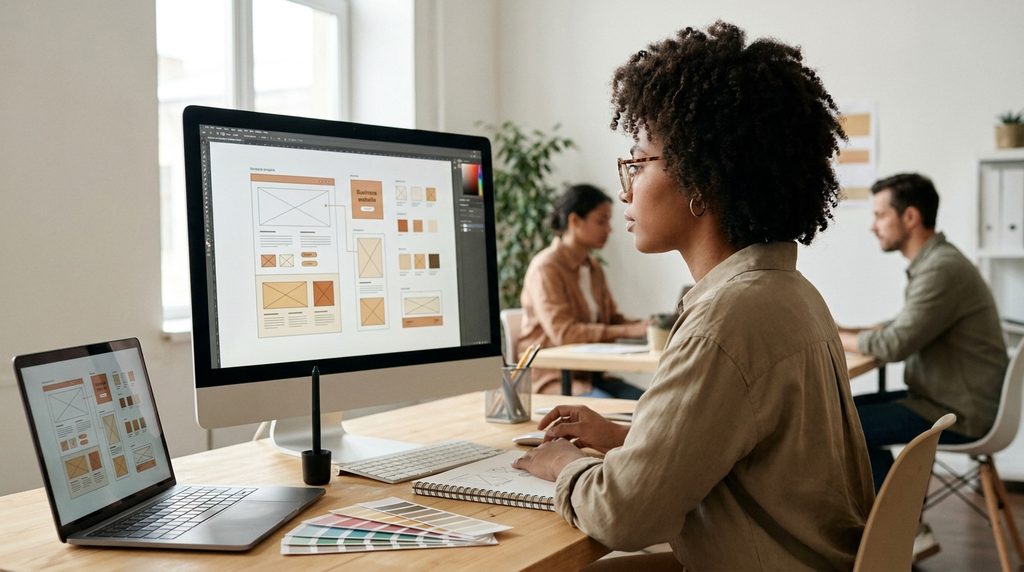 Web designer near me creating a responsive business website